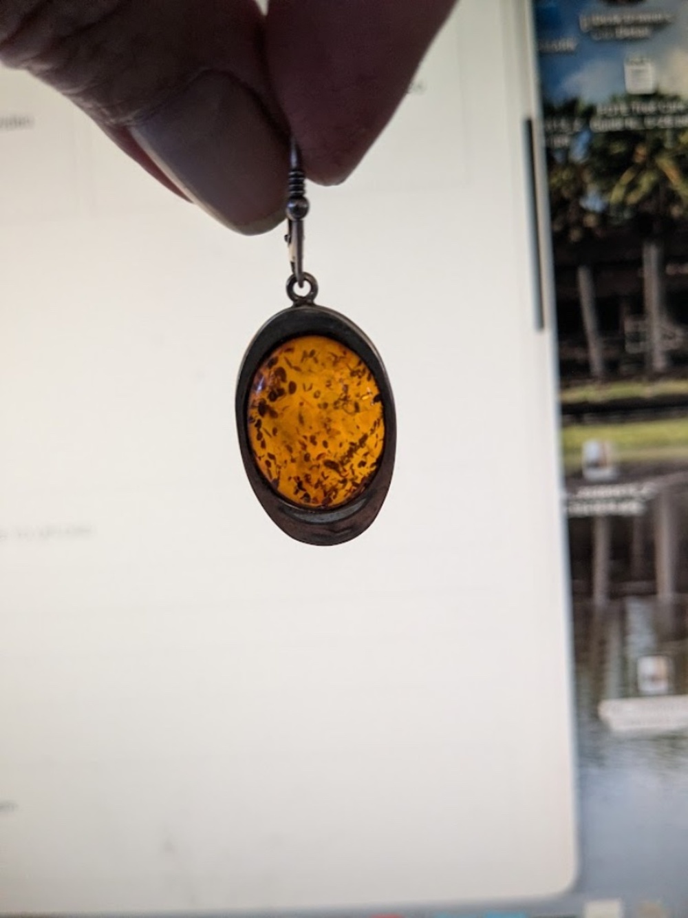 Vintage Amber Earrings in 925 Silver - Picture 3 of 4